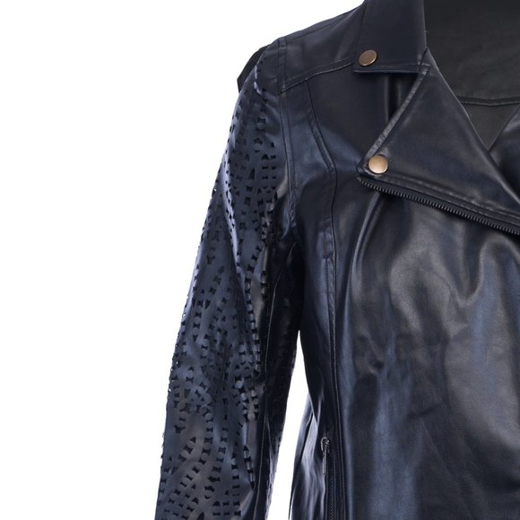 HOUSE OF HARLOW VEGAN LEATHER LASER CUT JACKET - Picture 2 of 5